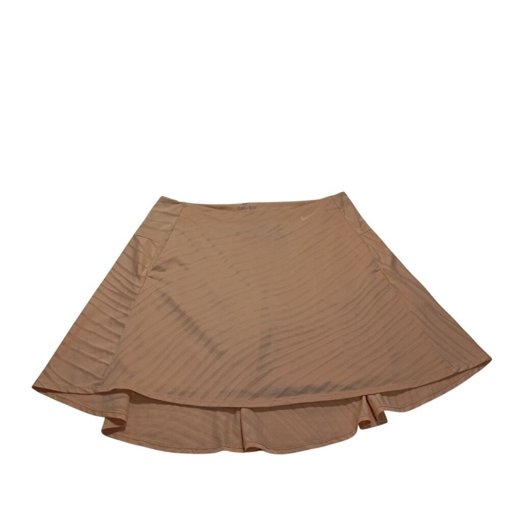 Nike Dri-Fit Peach Tennis Skort S With Inner Shorts & Subtle Striped Design